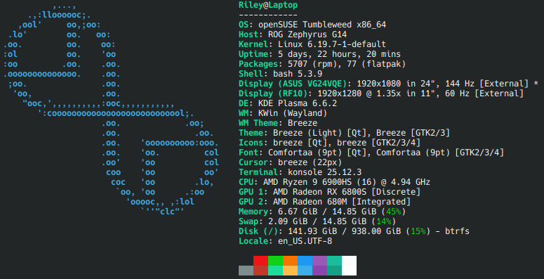 A screenshot of the output of fastfetch.